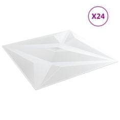 Vidaxl Nástenné panely 24 ks biele 50x50 cm EPS 6 m² hviezda