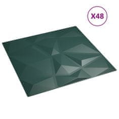 Vidaxl Nástenné panely 48 ks zelené 50x50 cm EPS 12 m² diamant