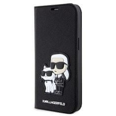 Karl Lagerfeld PU Saffiano Karl and Choupette NFT Knižkové Puzdro pre iPhone 14 Čierne