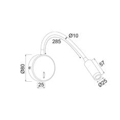 ACA ACA Lighting nástenné svietidlo LED 3W 3200K 190LM čierna kov D8X36CM ALIS SF1501LEDB