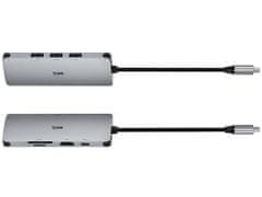 EMAVO ADAPTÉR EMAVO A-4, USB-C, HDMI 4K, USB 3.0, PDW 100W, ETH, hnedá krabička