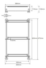 BEMETA BEMETA OMEGA: Polička sklenená trojitá 400 mm 104202132 - Bemeta
