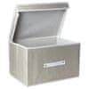 Úložný Box S Vekom Organizér Do Skrinky Na Oblečenie Prádlo Hračky Dokumenty Biely A Béžový 40X30X25 Cm