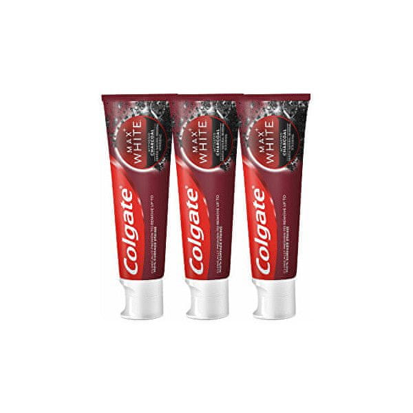 Colgate Bieliaca zubná pasta s aktívnym uhlím Max White Charcoal Trio 3 x 75 ml