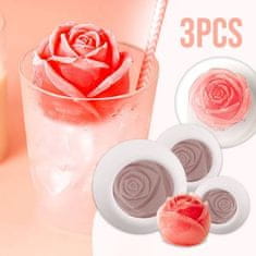 Mormark Opakovane použiteľné silikónové formy na ľad v tvare ruže (3x rôzne veľkosti) | ICEROSE