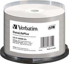 VERBATIM CD-R 700MB DLP/ 52x/ 80min/ WIDE Profesional Printable/ 50pack/ spindle