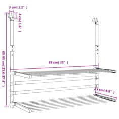 Vidaxl Sušiaci stojan na balkón 89x25x(60-95) cm hliník