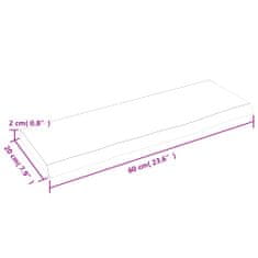 Vidaxl Nástenná polica tmavosivá 60x20x2 cm ošetrený dubový masív