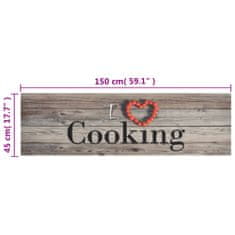 Vidaxl Kuchynský koberec umývateľný Cooking sivý 45x150 cm zamat