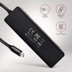 AXAGON HUE-C1C, 4x USB 5Gbps TRAVEL húb, USB-C napájací konektor, kábel USB-C 19cm