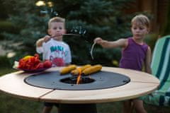 UNO BBQ Záhradný dizajnový celoročný ohniskový gril UNO+ s odnímateľným dreveným stolom, výška 70 cm s kompletným príslušenstvom