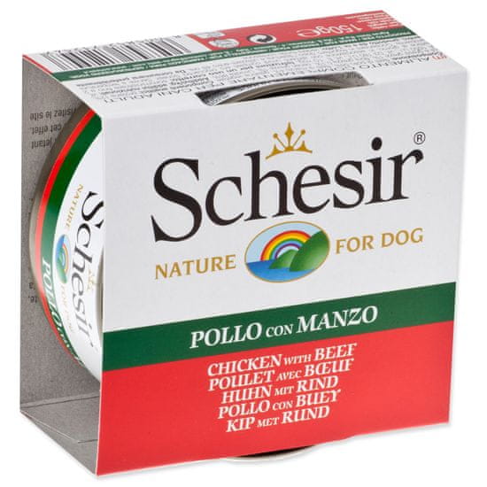 Schesir Konzerva SCHESIR Dog kuřecí + hovězí v želé 150 g