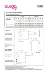 Burda Strih Burda 5963 - Voľná mikina s rolákovým golierom, fleecová mikina, rolák