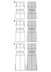 Burda Strih Burda 6009 - Tričkové šaty s gumou v páse, maxi šaty