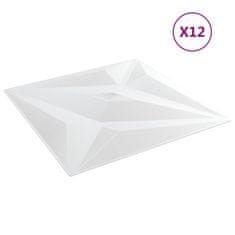 Vidaxl Nástenné panely 12 ks biele 50x50 cm EPS 3 m² hviezda