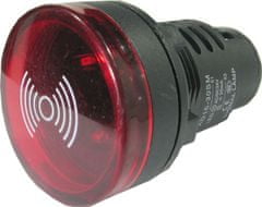 HADEX Kontrolka 24V LED 37mm, AD16-30SM, červená s bzučiakom