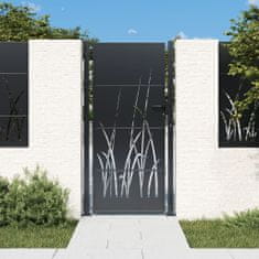Petromila vidaXL Záhradná brána antracitová 105x180 cm oceľ dizajn trávy