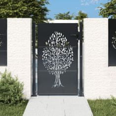 Petromila vidaXL Záhradná brána antracitová 105x130 cm oceľ dizajn stromu