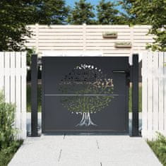 Petromila vidaXL Záhradná brána antracitová 105x80 cm oceľ dizajn stromu