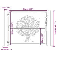 Petromila vidaXL Záhradná brána antracitová 105x105 cm oceľ dizajn stromu