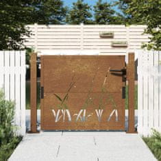 Petromila vidaXL Záhradná brána 105x105 cm kortenová oceľ dizajn trávy