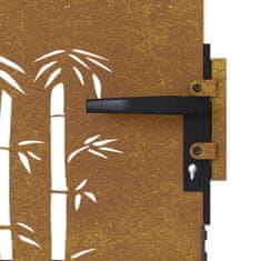 Petromila vidaXL Záhradná brána 85x100 cm kortenová oceľ dizajn bambusu
