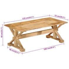 Petromila vidaXL Konferenčný stolík 110x52x40 cm masívne mangovníkové drevo