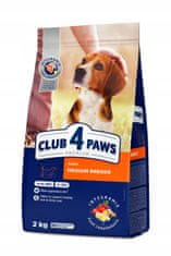 Club4Brands CLUB 4 PAWS PREMIUM SUCHÉ KRMIVO PRE DOSPELÝCH PSOV STREDNÝCH PLÁSIEN 2 KG + DARČEK