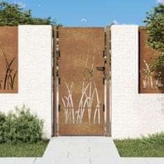 Petromila vidaXL Záhradná brána 105x180 cm kortenová oceľ dizajn trávy