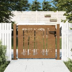 Petromila vidaXL Záhradná brána 105x105 cm kortenová oceľ dizajn bambusu