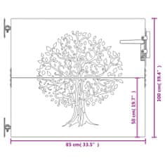 Petromila vidaXL Záhradná brána 85x100 cm kortenová oceľ dizajn stromu