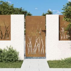 Petromila vidaXL Záhradná brána 85x200 cm kortenová oceľ dizajn trávy