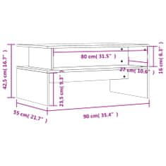 Vidaxl Konferenčný stolík lesklý biely 90x55x42,5 cm kompozitné drevo