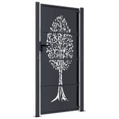 Petromila vidaXL Záhradná brána antracitová 105x180 cm oceľ dizajn stromu