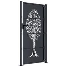 Petromila vidaXL Záhradná brána antracitová 105x205 cm oceľ dizajn stromu