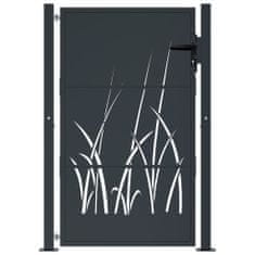 Petromila vidaXL Záhradná brána antracitová 105x155 cm oceľ dizajn trávy