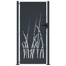 Petromila vidaXL Záhradná brána antracitová 105x205 cm oceľ dizajn trávy