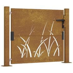 Petromila vidaXL Záhradná brána 105x105 cm kortenová oceľ dizajn trávy
