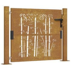 Petromila vidaXL Záhradná brána 105x80 cm kortenová oceľ dizajn bambusu