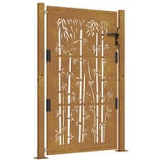 Petromila vidaXL Záhradná brána 105x130 cm kortenová oceľ dizajn bambusu