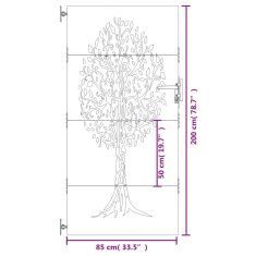 Vidaxl Záhradná brána 85x200 cm kortenová oceľ dizajn stromu