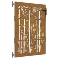 Petromila vidaXL Záhradná brána 85x125 cm kortenová oceľ dizajn bambusu
