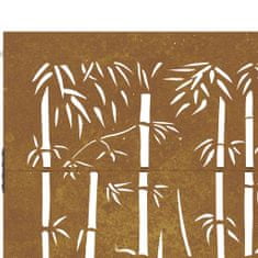 Petromila vidaXL Záhradná brána 105x130 cm kortenová oceľ dizajn bambusu