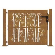 Petromila vidaXL Záhradná brána 105x105 cm kortenová oceľ dizajn bambusu