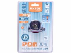 Extol Light Lampa čelová CREE XPL LED, 450lm, 3,7V Li-Po 2,4Ah, nabíjanie cez USB