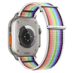 BStrap Velcro Nylon remienok na Apple Watch 38/40/41mm, white rainbow