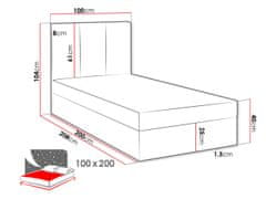 Veneti Kontinentálna detská posteľ 100x200 LOBO - grafitová, ľavé prevedenie + topper ZDARMA