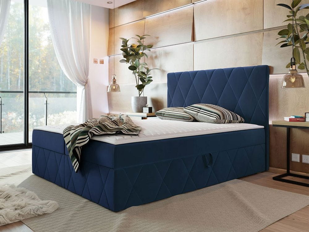 Veneti Hotelová manželská posteľ 180x200 PALMA - modrá + topper ZDARMA