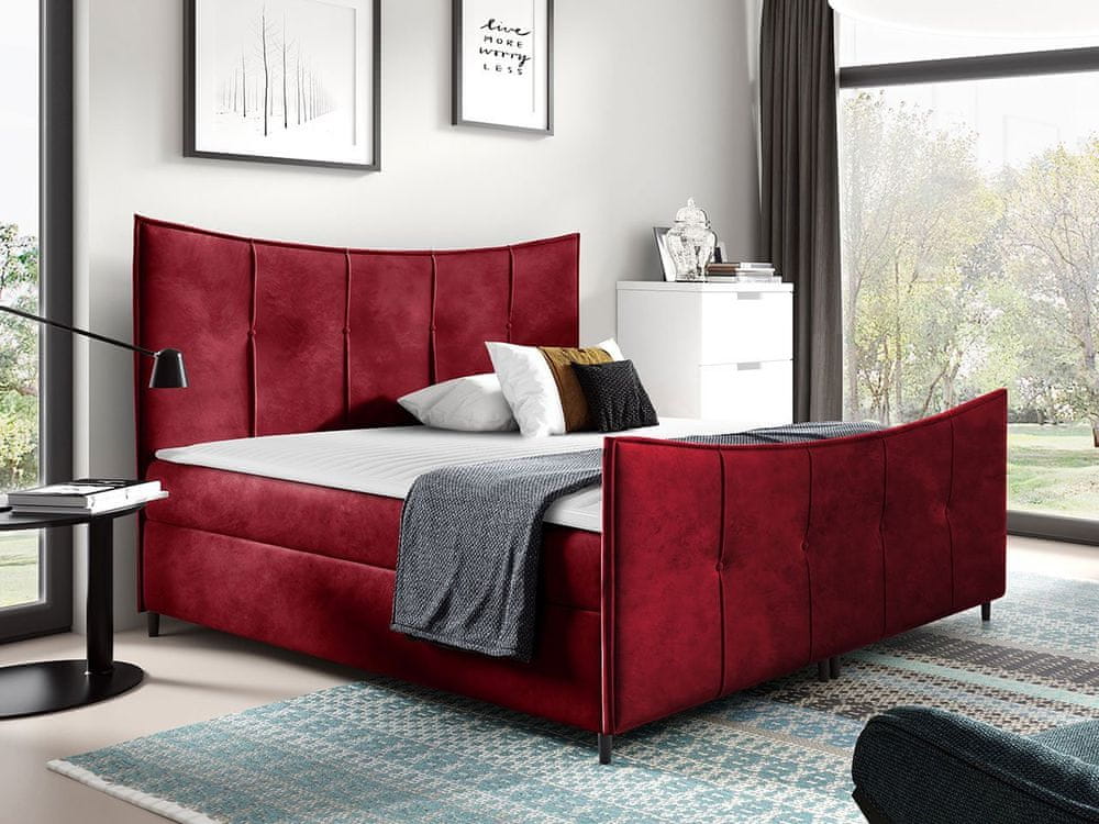 Veneti Hotelová dvojlôžková posteľ 180x200 MORISA - červená + topper ZDARMA