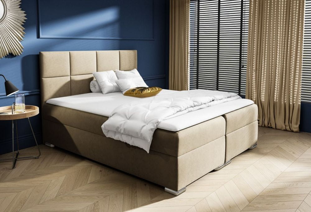 Veneti Čalúnená posteľ AUGUSTINA - 120x200, béžová + topper ZDARMA